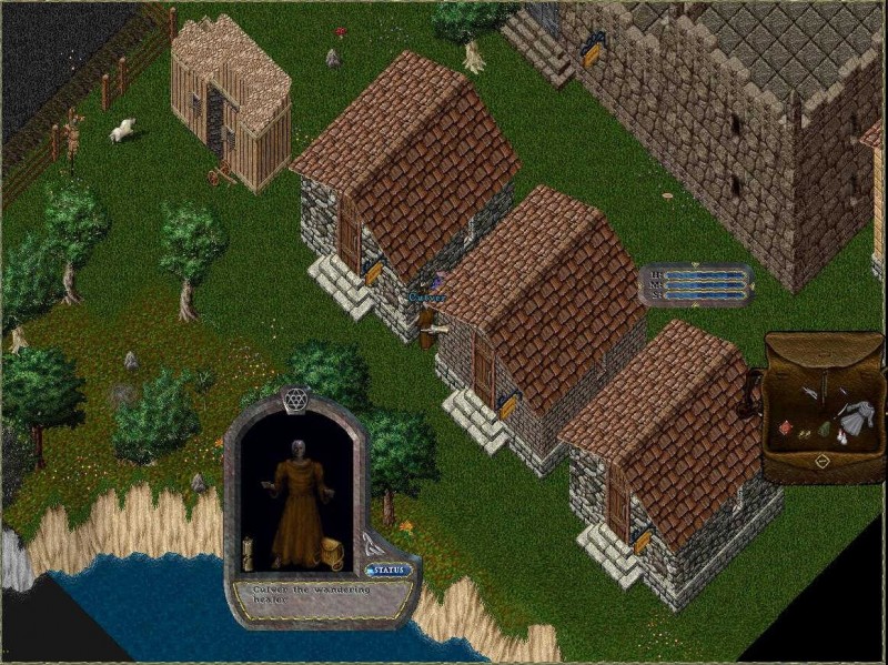 The 3 houses, and you can see a wandering healer.