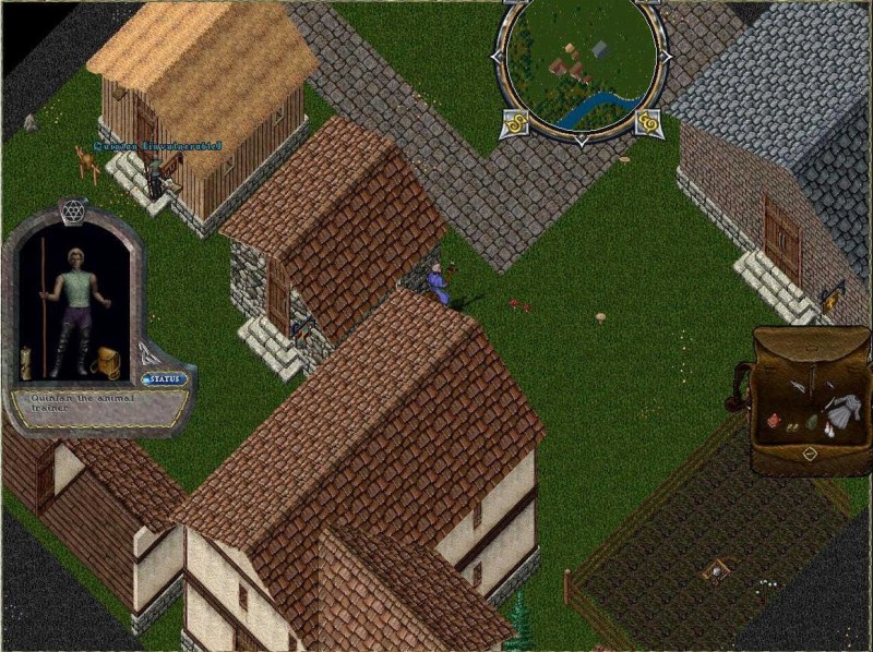 Just west of the 3 houses.