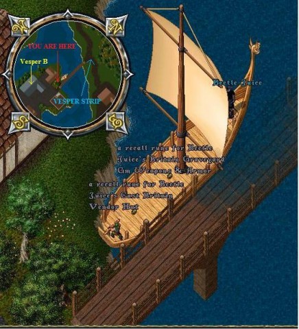 This boat is located next to the N. Vesper bridge.  It's the one you cross from the bank going towards the Vesper Strip.